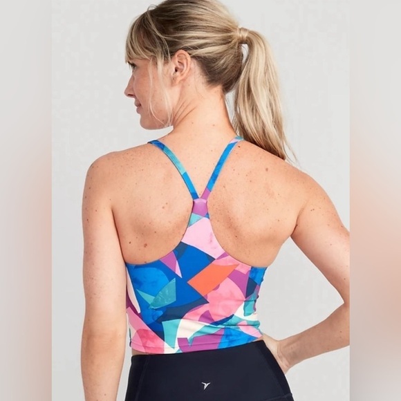 NWOT! Pink Geometric Light Support PowerSoft Longline Sports Bra - Small 🤎 - Picture 2 of 8